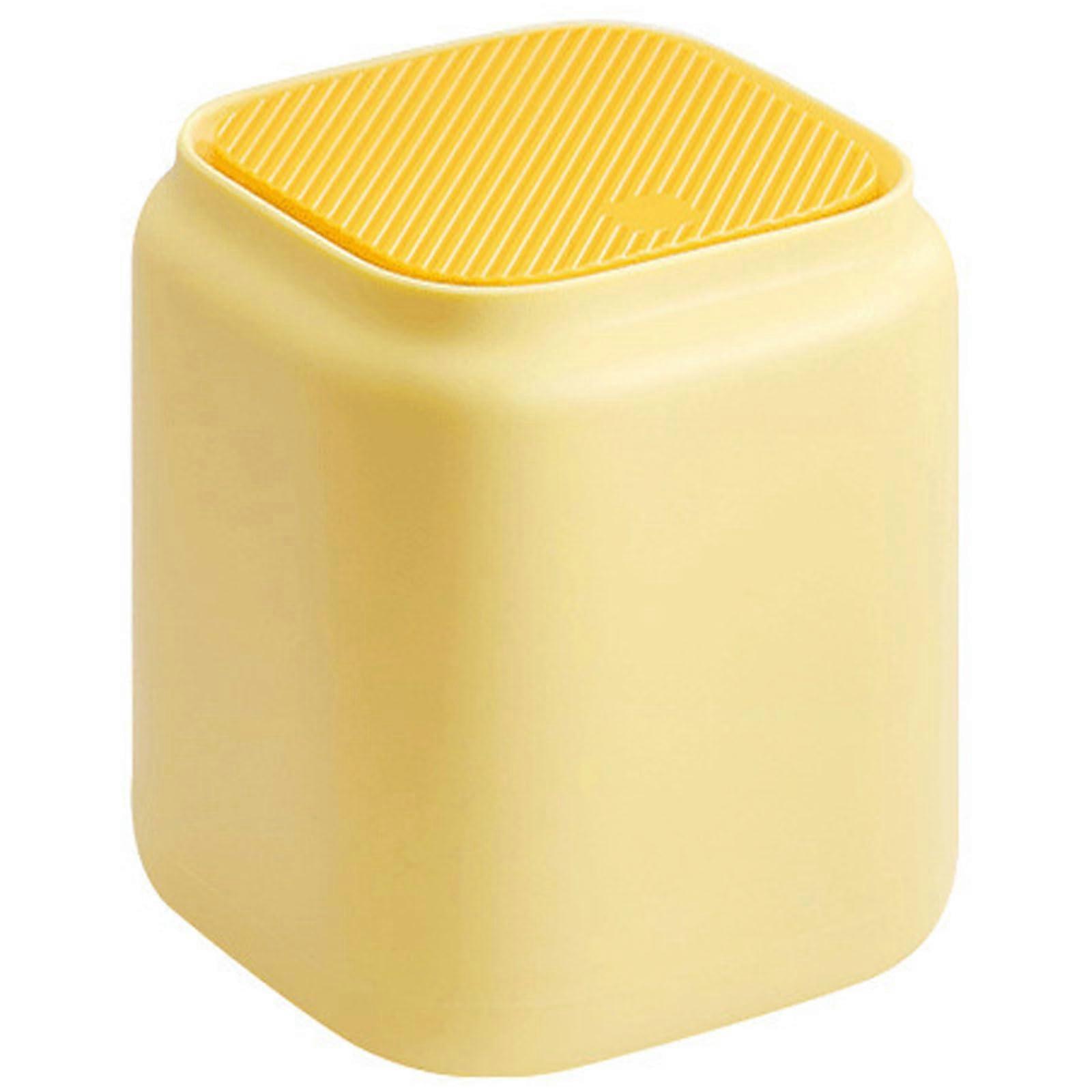 Desktop Trash Can with PresstoOpen Lid, Plastic Mini Garbage Bin for Office, Kitchen, Yellow