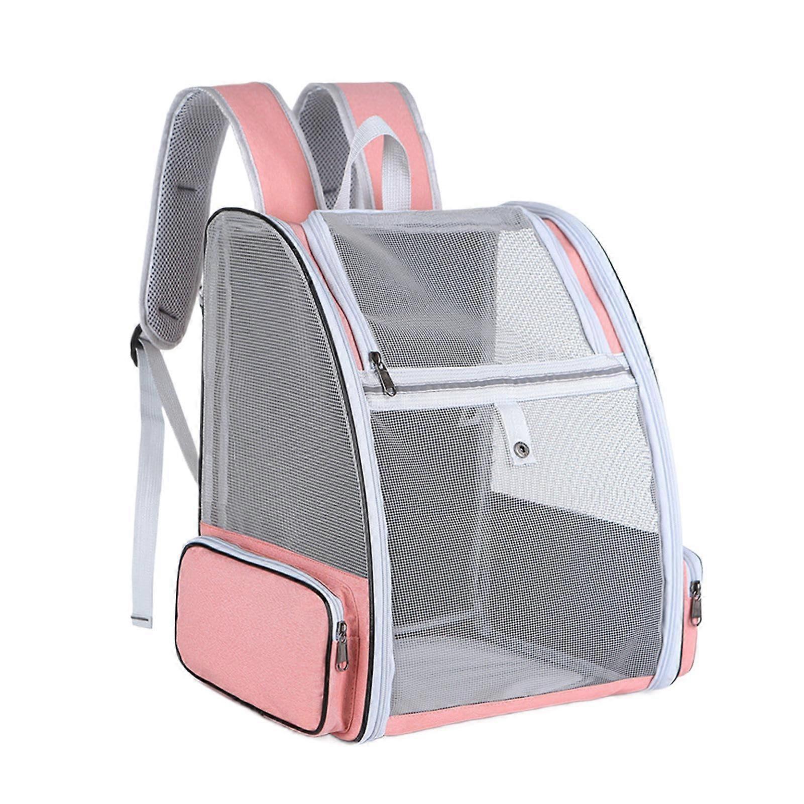 Cat Carrier Backpack with Breathable Mesh and Spacious Interior for Pet Travel Pink
