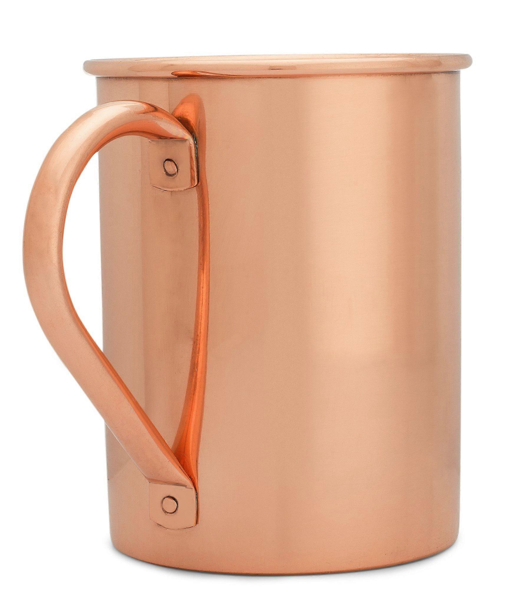 Pure Copper Moscow Mule Mug 16oz with Raw Interior, Extra Thick Handmade Design, Riveted Handle