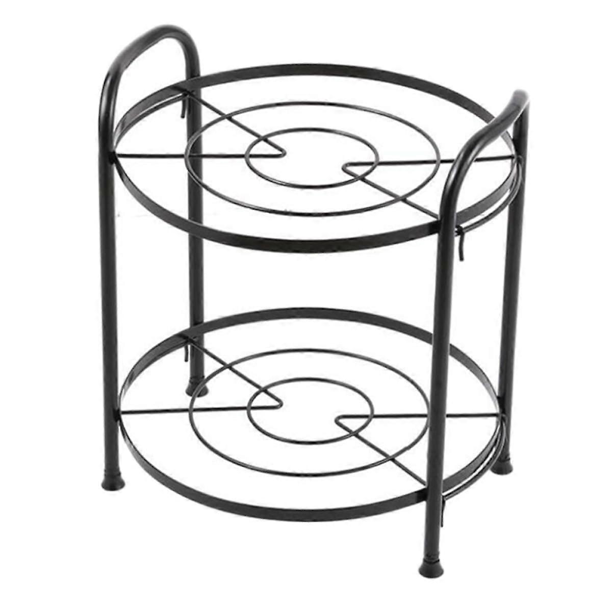 TwoTier Kitchen Storage Rack with Raised Edge Protection, SpaceSaving Corner Pot and Pan Organizer