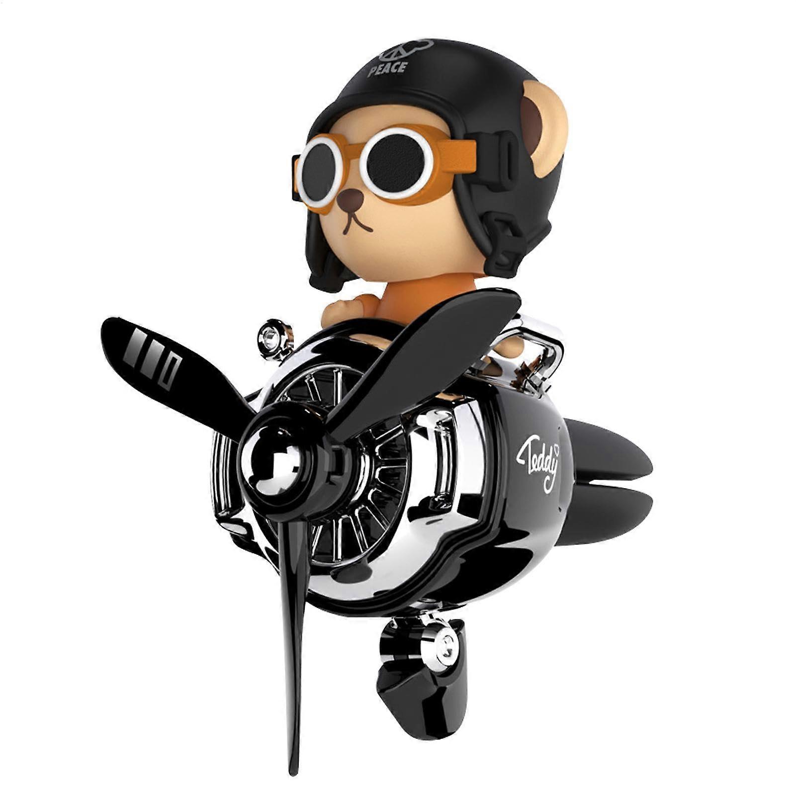 Car Air Freshener Bear Pilot Aromatherapy Diffuser Long Lasting Rotating Fan Creative Hanging