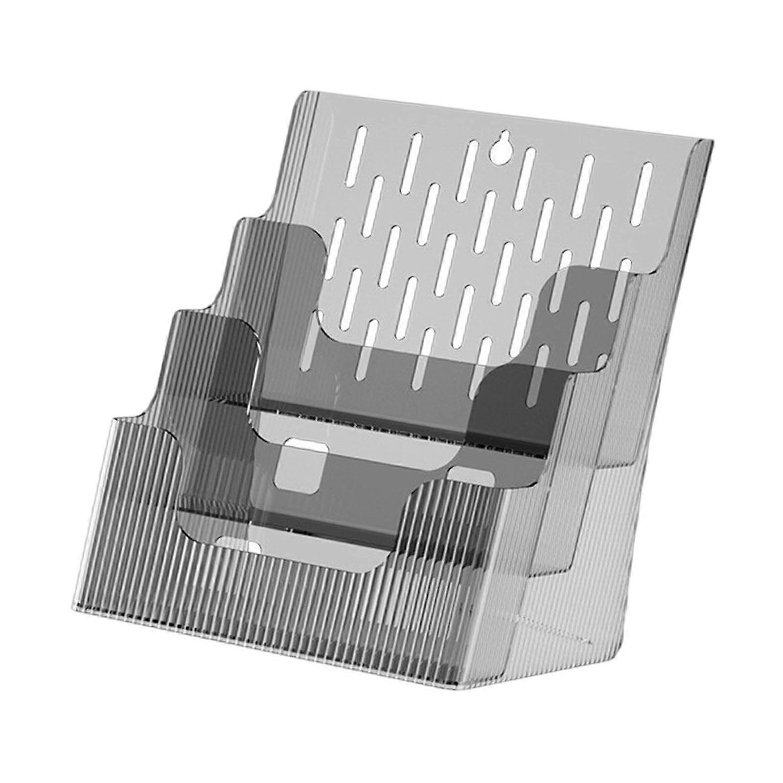 Wall File Organizer and Document Holder, Wall Mounted Multi Layer Rack for Home and Office, Gray