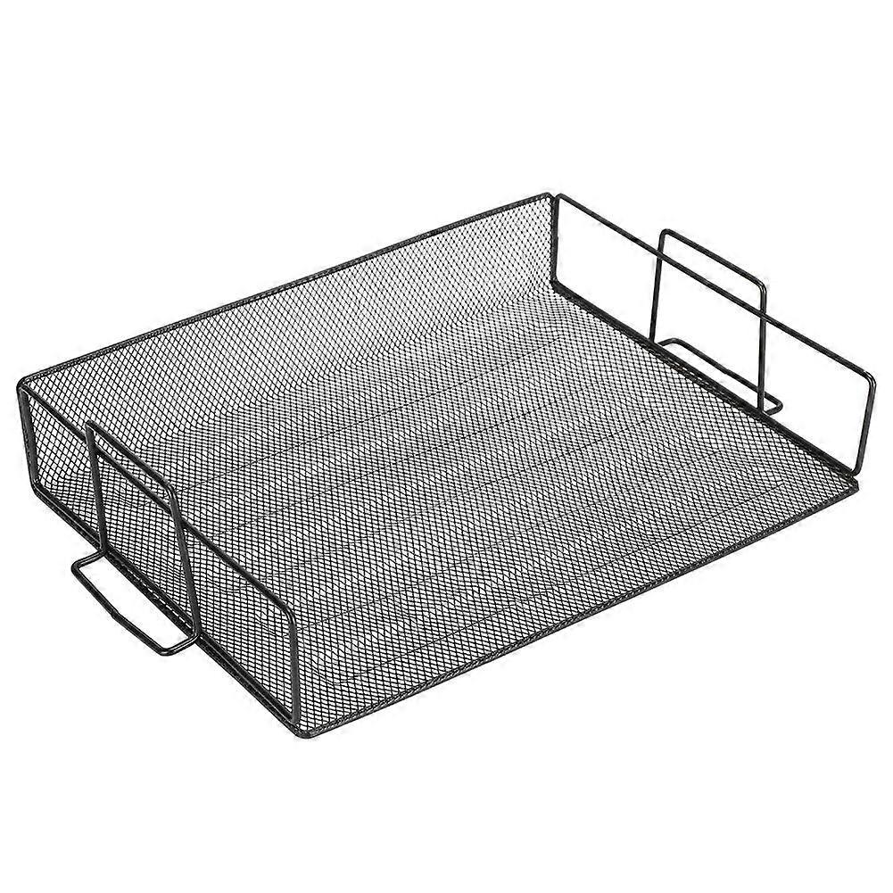 Metal Mesh Desk Organizer Tray with Stackable Letter Rack for Office Documents, Durable Iron