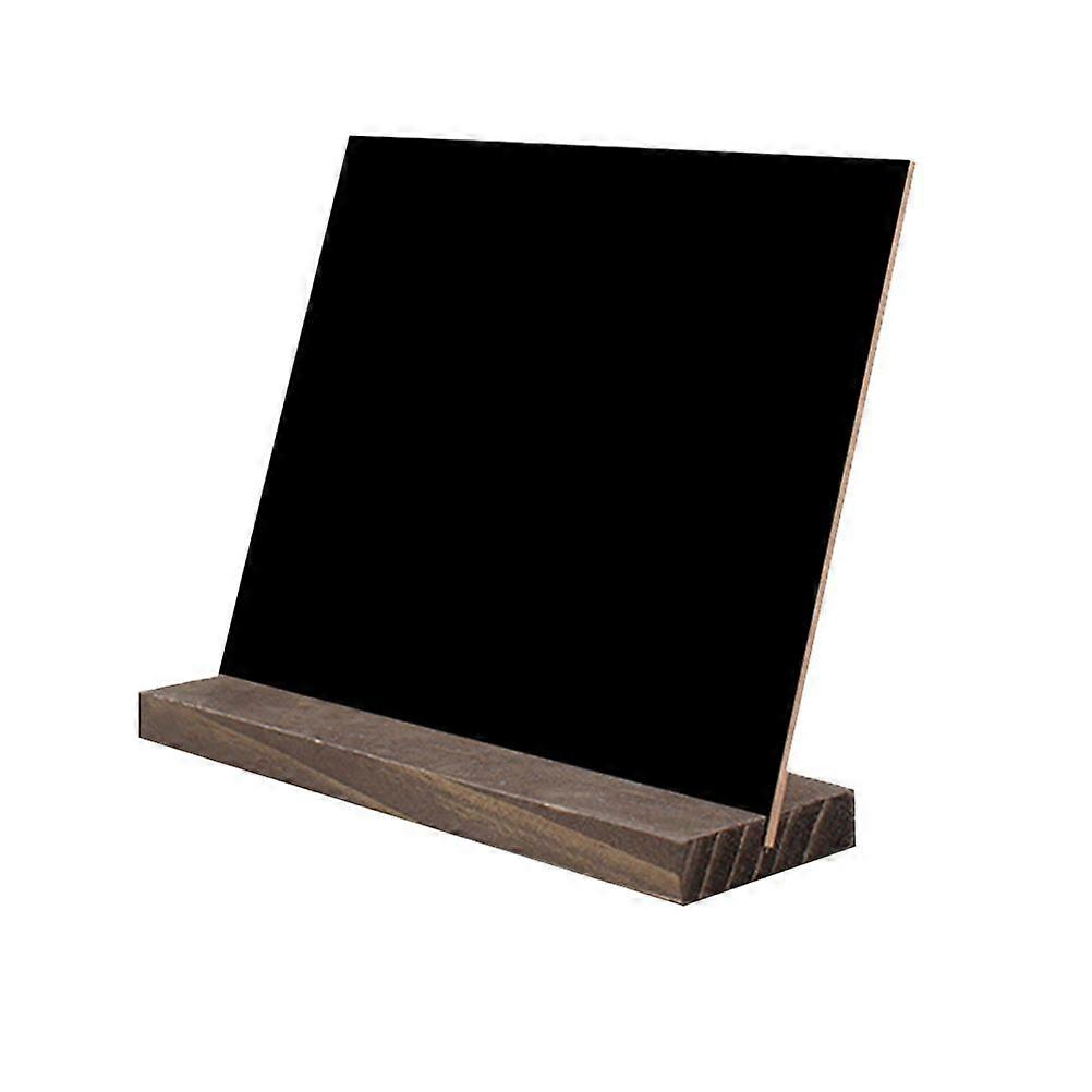Two Sides Mini Tabletop Chalkboard Signs with Rustic Style Wood Base Stands (Black)