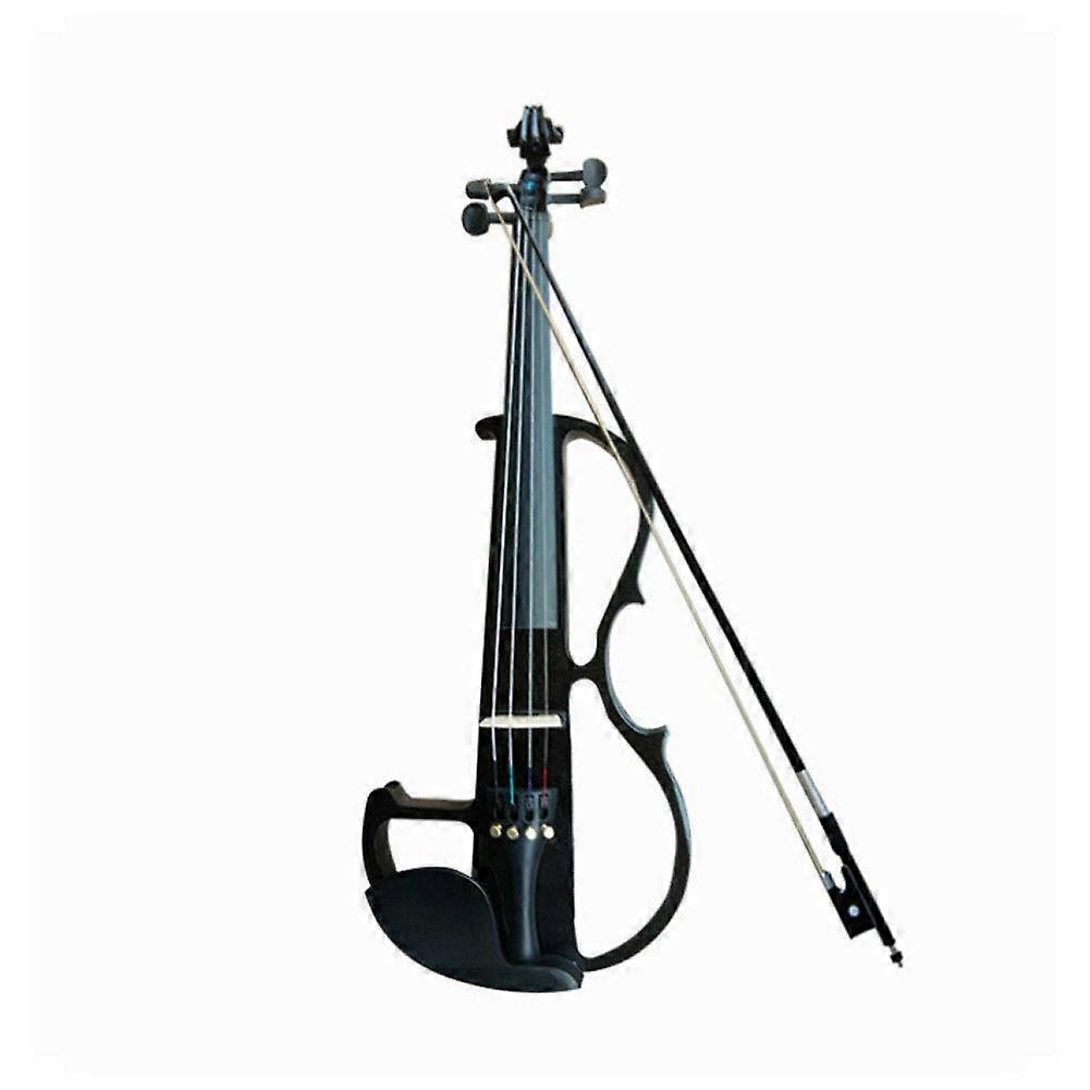 Full Size 4/4 Solid Wood Electric Silent Violin with Ebony Fingerboard, Case, Bow, Strings, Black