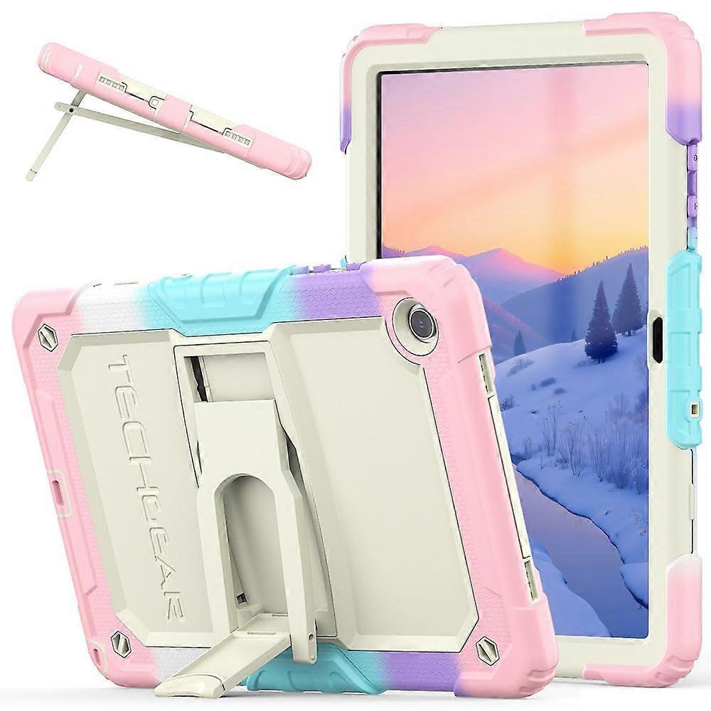 11 Inch Shockproof Case with Screen Protector and Stand, Pink Rainbow for Samsung Galaxy Tab A9 Plus