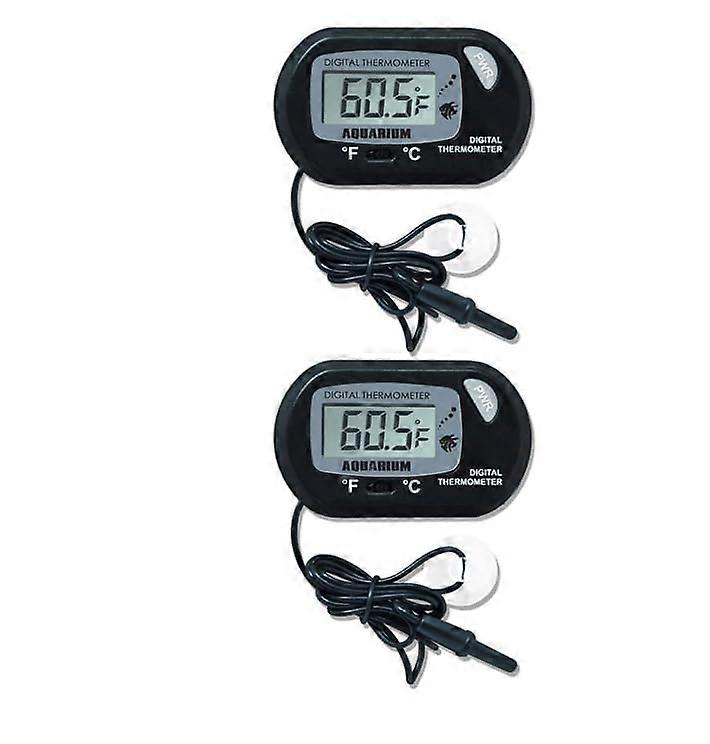 2Pack Digital Aquarium Thermometer with Probe and Suction Cup, Large LCD Display,  Accuracy for Fish Tanks