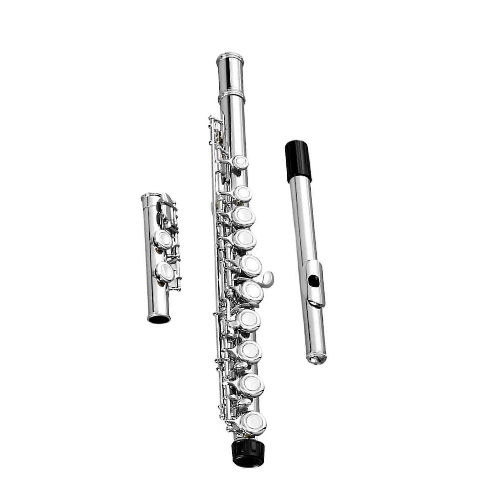 Beginner Closed Hole Flute 16 Key Silver Nickel for Students with Warm Clear Tone