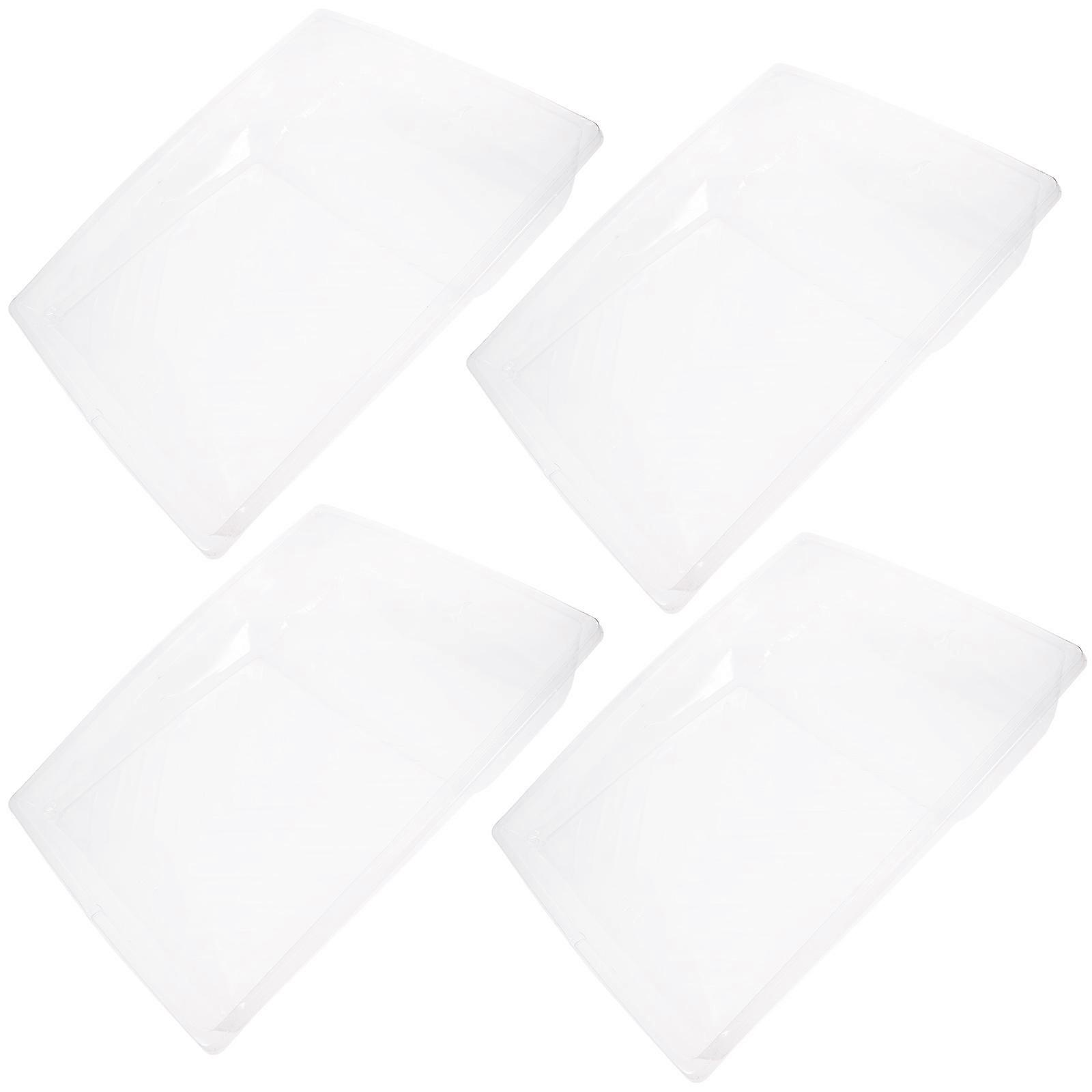 Plastic Paint Tray Liner Clear Reusable Rectangular For Painting Projects 4Set