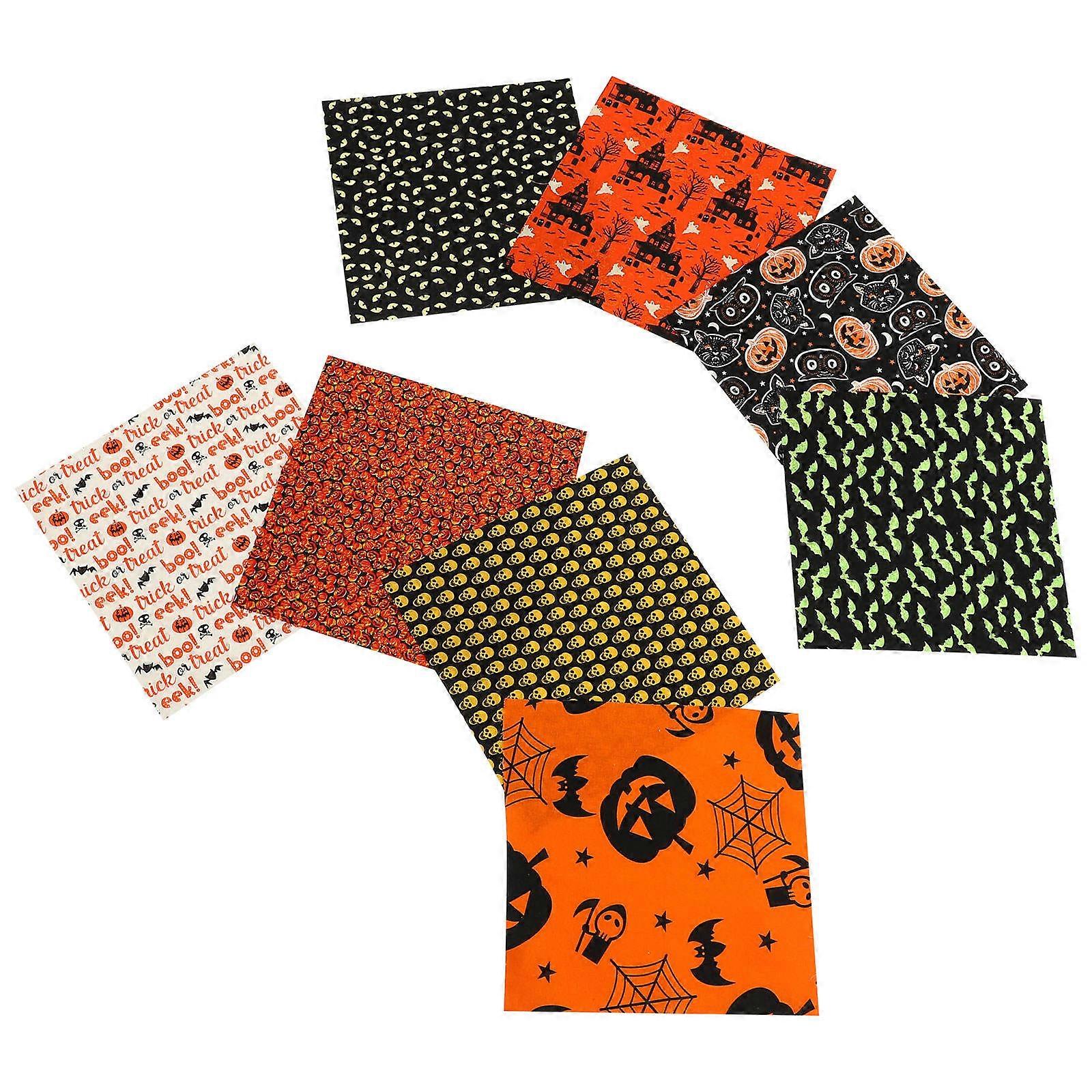 Halloween Fabric Cloths Sheets for DIY Decorative Patchwork with 8 Sheets