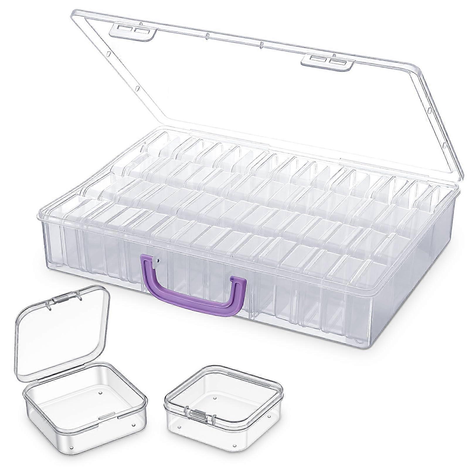 Bead Organizer Box 60PCS Clear Plastic Stackable Containers with Hinged Lids for Jewelry Crafts