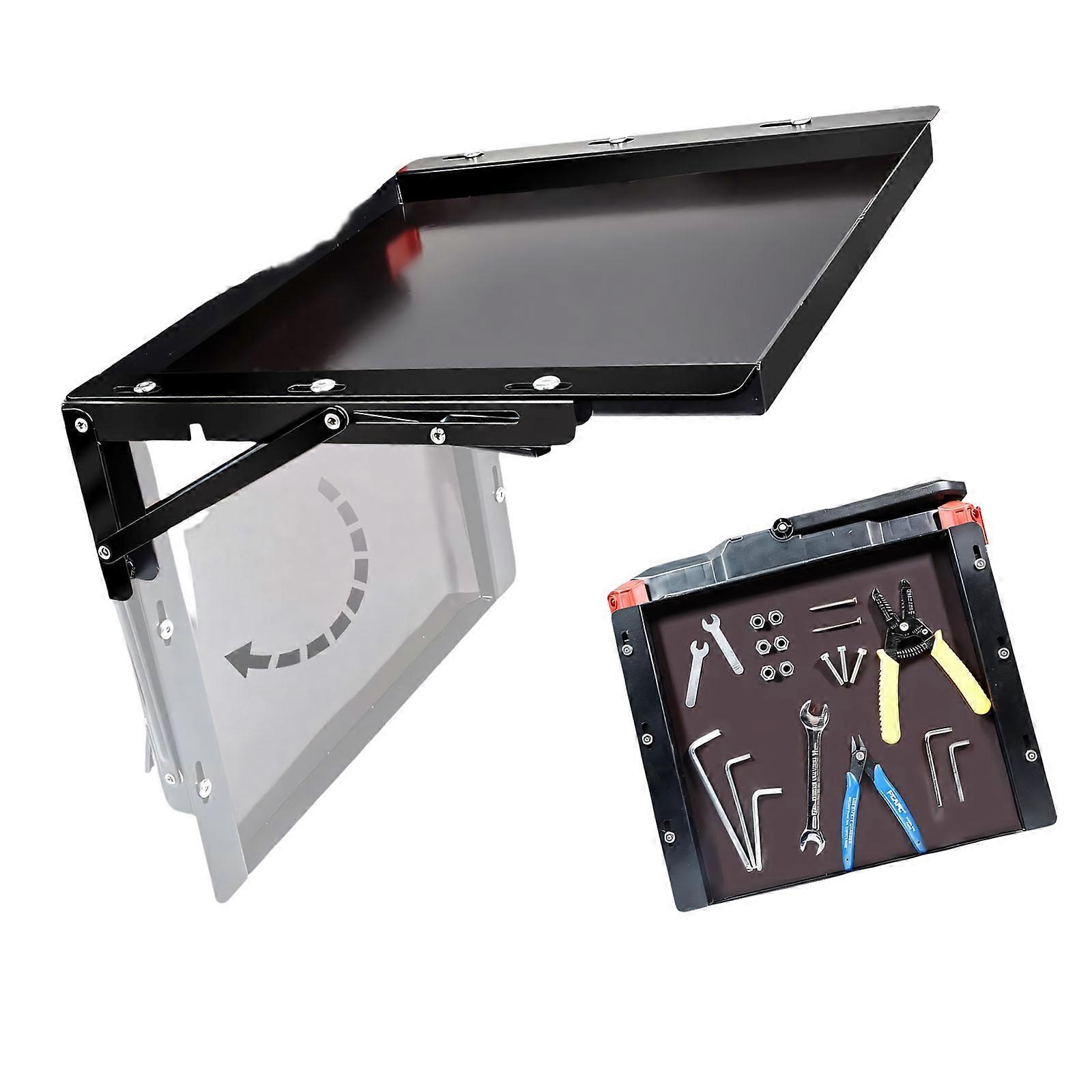 Foldable Work Area Having Magnetic Tool Storage Designed For System Quick Assembly No Drilling Required Multicolor