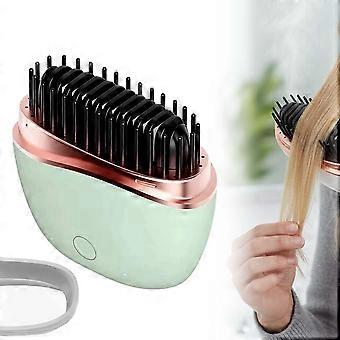 Mini-Haarglätterkamm mit Spiegel, kabellos, 2-in-1, 3 Temperaturstufen, Pink – Ideal für Reisen und Zuhause