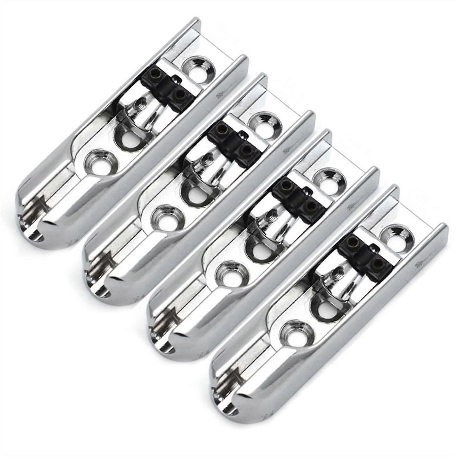 Bass Bridge 4 String Chrome Set with Individual Saddles for Precise Adjustment and Stable Tuning