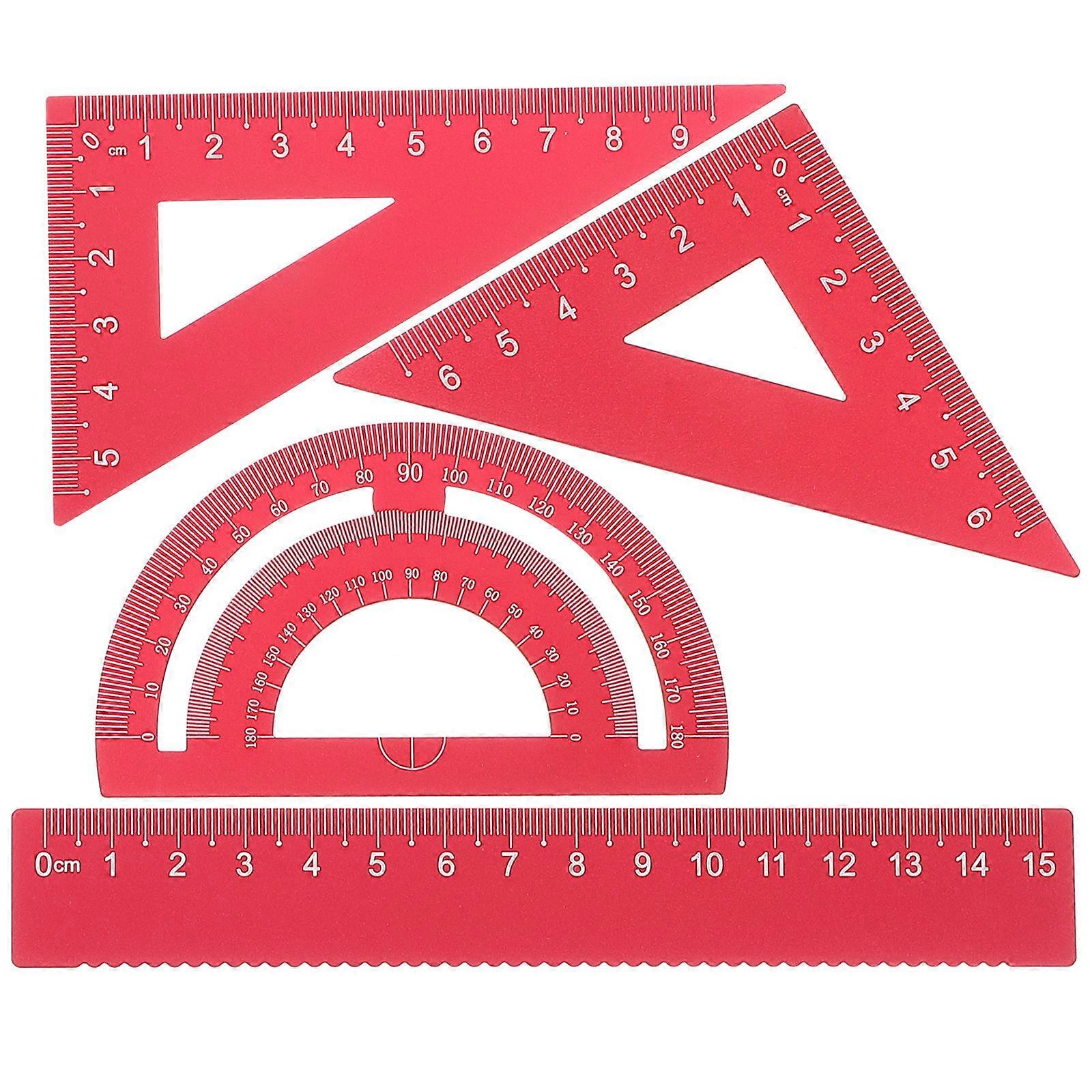 School Metal Ruler Set with Triangular Plate for Pupils 1Set