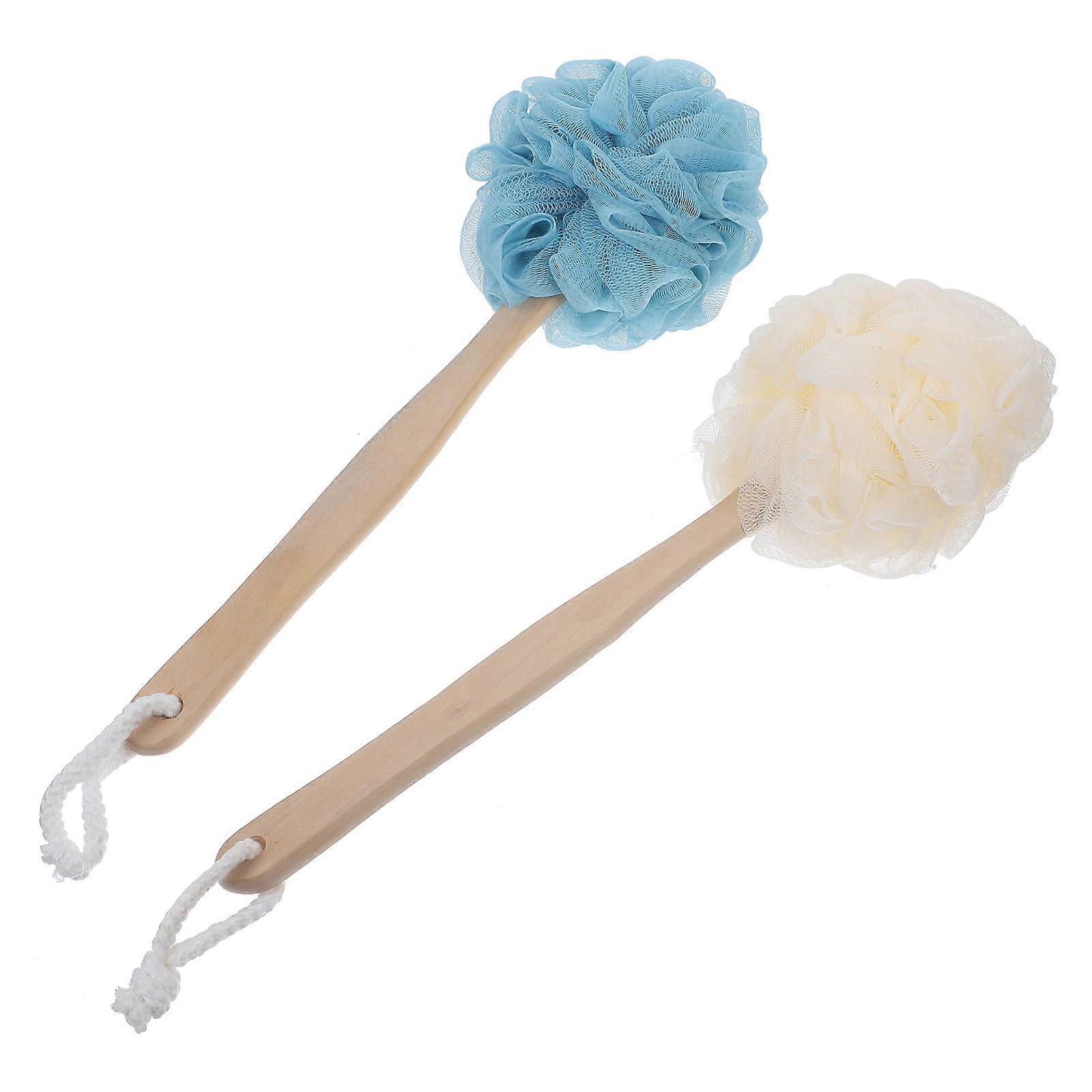 2pcs Practical Bath Flowers Long Handle Bathing Brushes Hanging Brushes