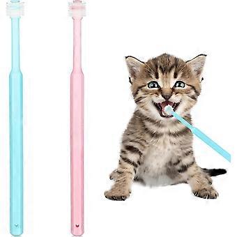 Set van 2 kleine honden en kattentandenborstels, 360 graden zachte siliconen tandenborstel voor huisdieren, verzorging van mondhygiëne voor honden