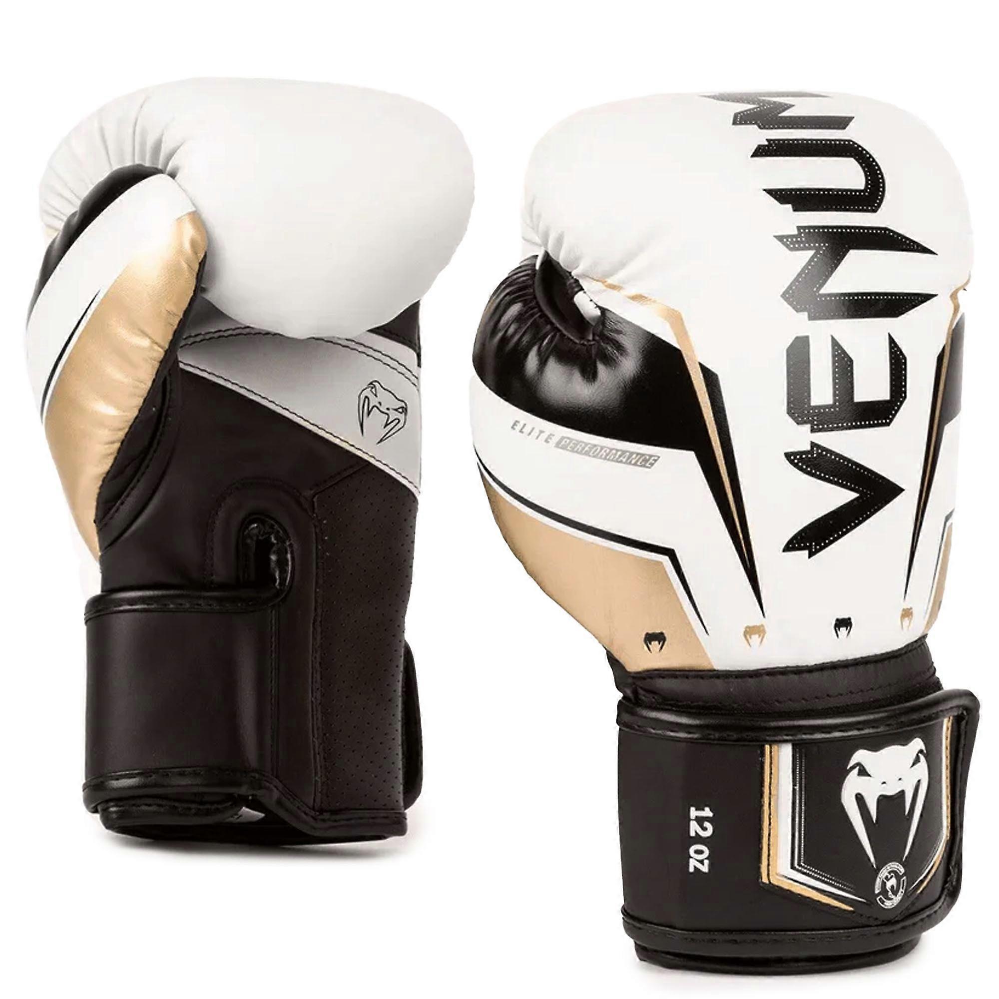 Venum Elite Evo Hook och Loop BoxingHandskar - Vit / Guld
