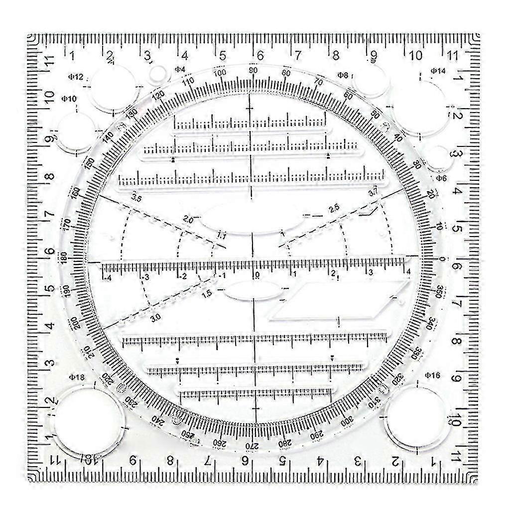 Circle Square Geometric Drafting Ruler Multi-functional Drawing Stencil Tool