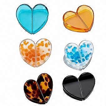 Heart-Shaped Magnetic Square Hair Clips, 6 Pcs