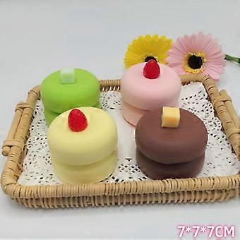1PCS Random Mixed Color Simulated Souffle Fidget Toy, Wet Soft Slow Rise Dessert Squeeze Prop