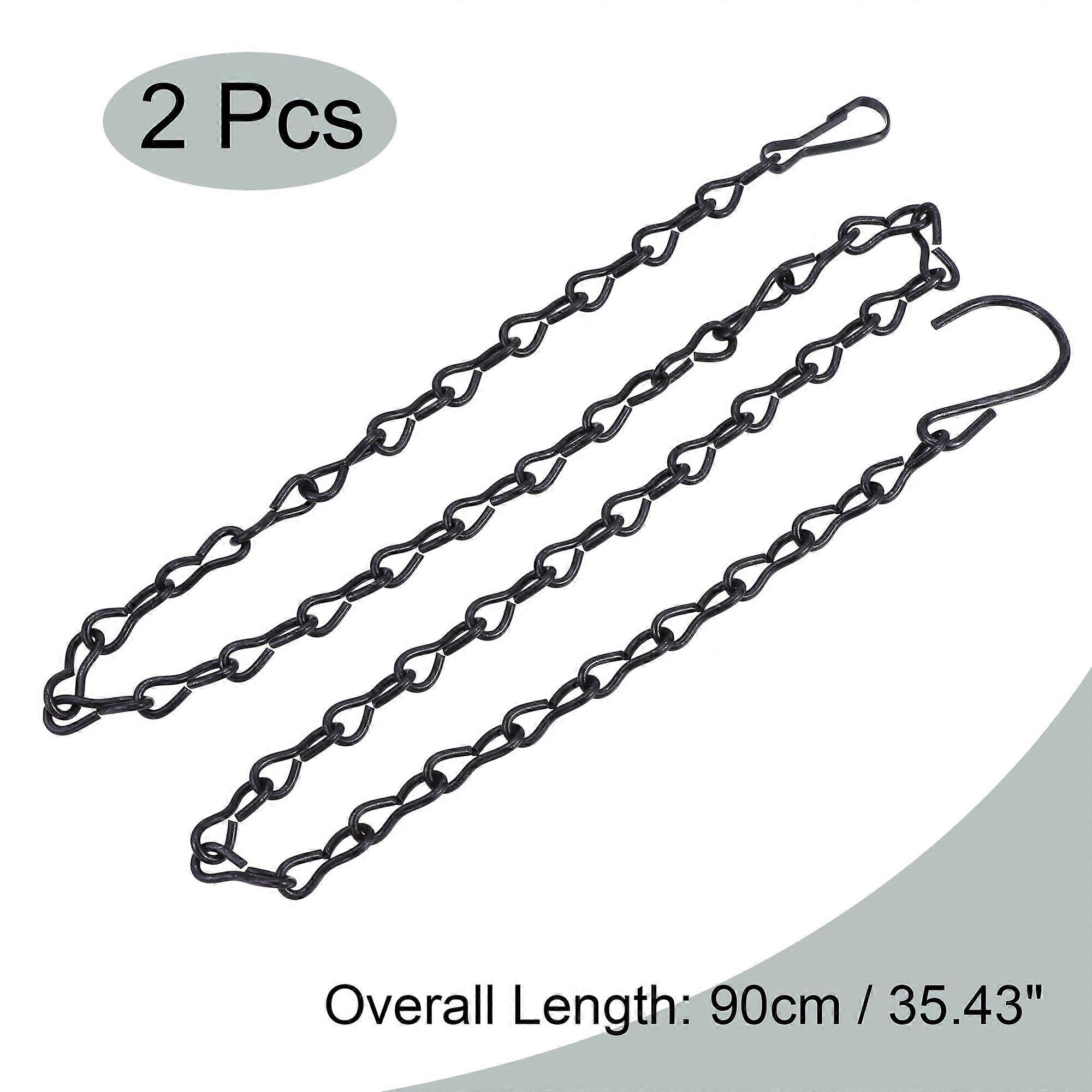 Chaîne d'extension lumineuse de 90 cm avec crochet en S, noire, lot de 2