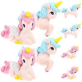 8pcs mini eenhoorn beeldjes hars miniatuur eenhoorn beeldje eenhoorn vormige cake decoraties gemengde stijl