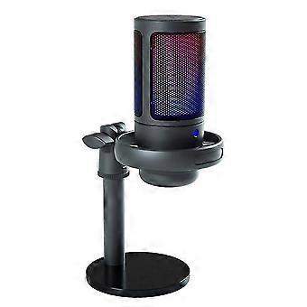 USB Condenser Metal Microphone Professional Recording Streaming with RGB Light Desktop Podcast Microphone