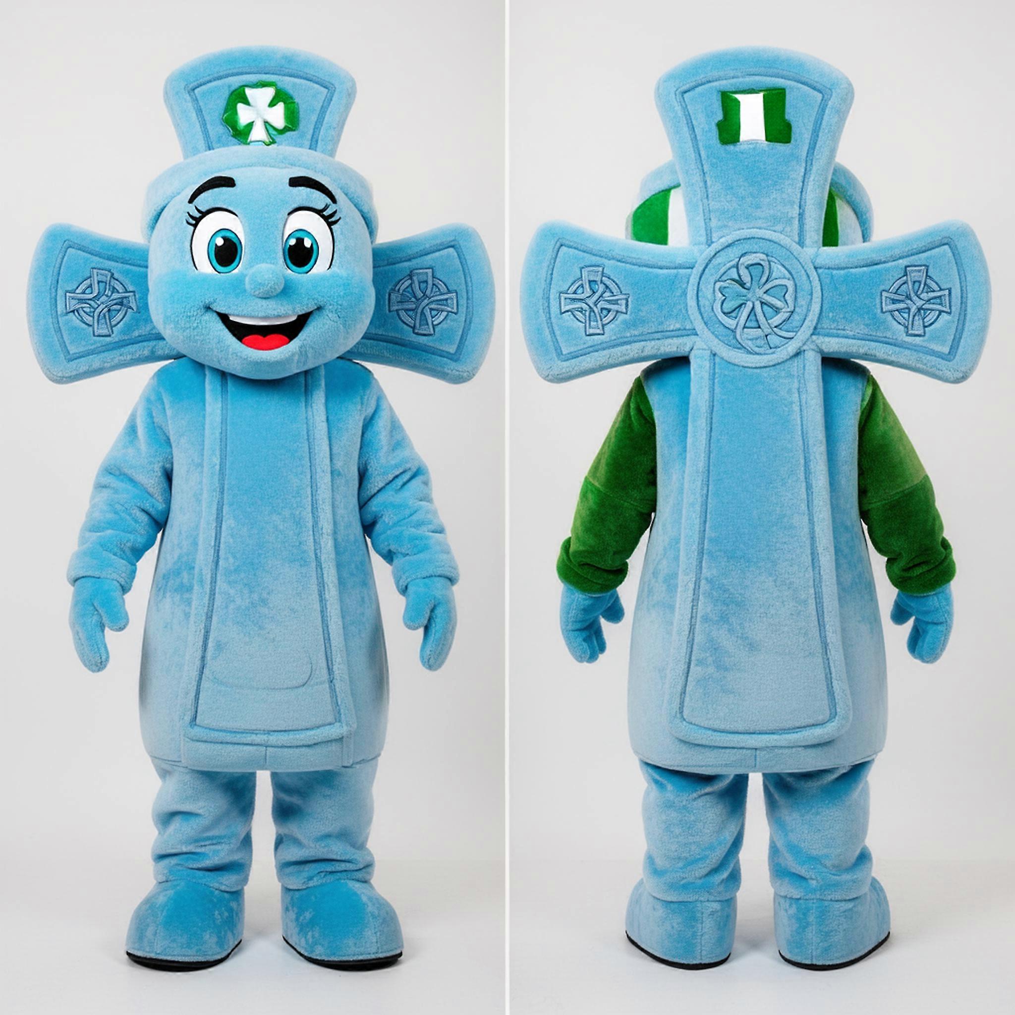 MASTICOT Sky Blue Cartoon Celtic Cross Mascot