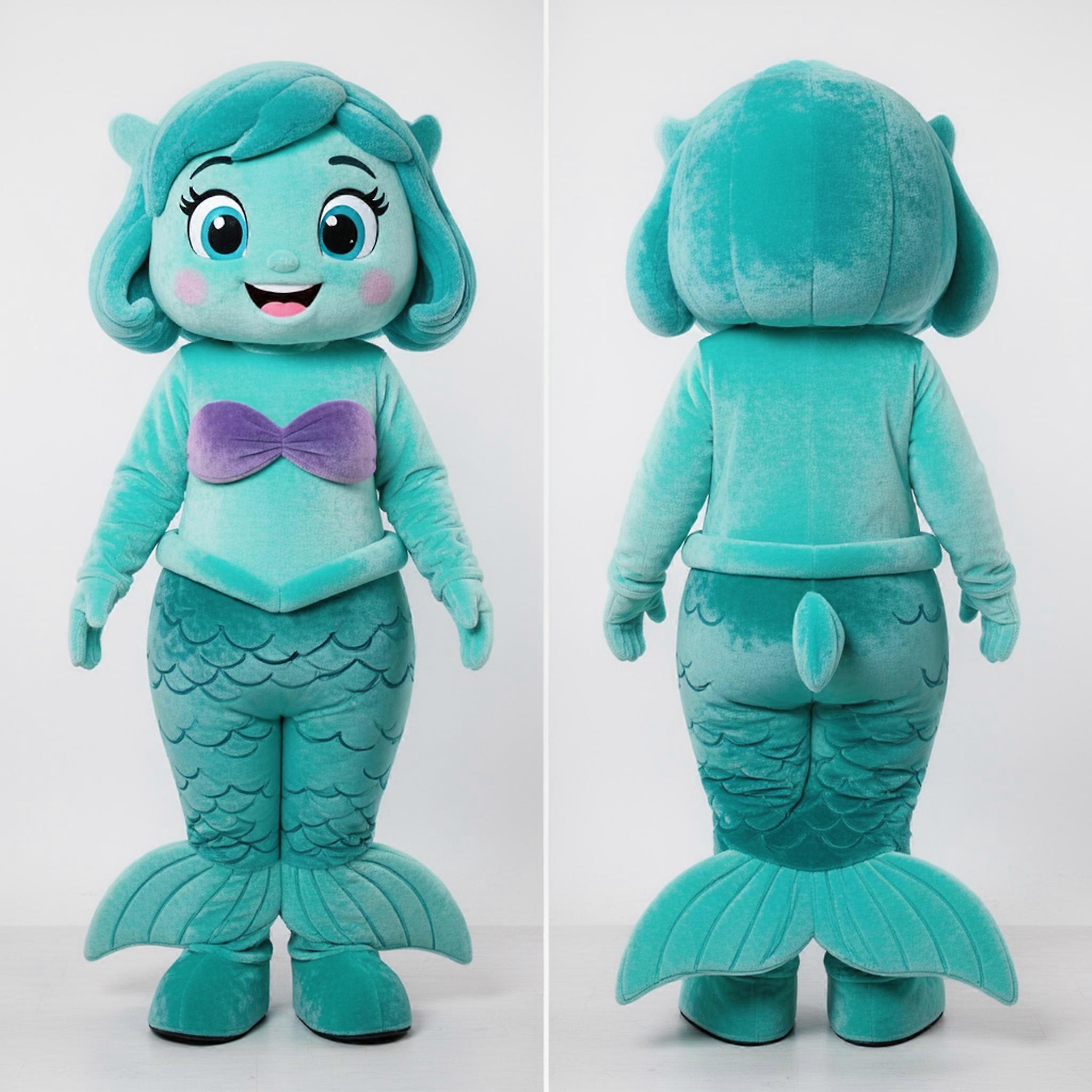 MASTICOT Teal Cartoon Mermaid Mascot