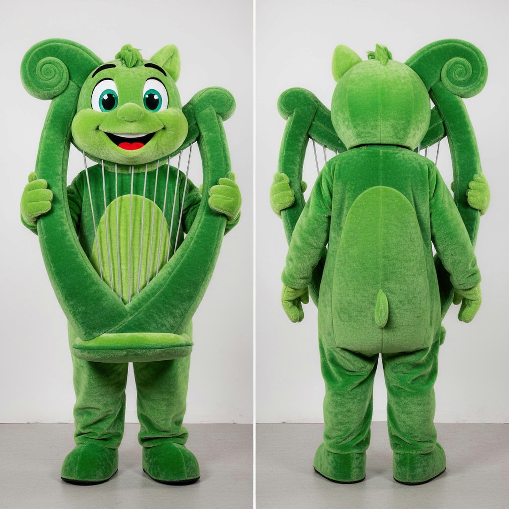 MASTICOT Emerald Green Broad Shouldered Celtic Harp Mascot