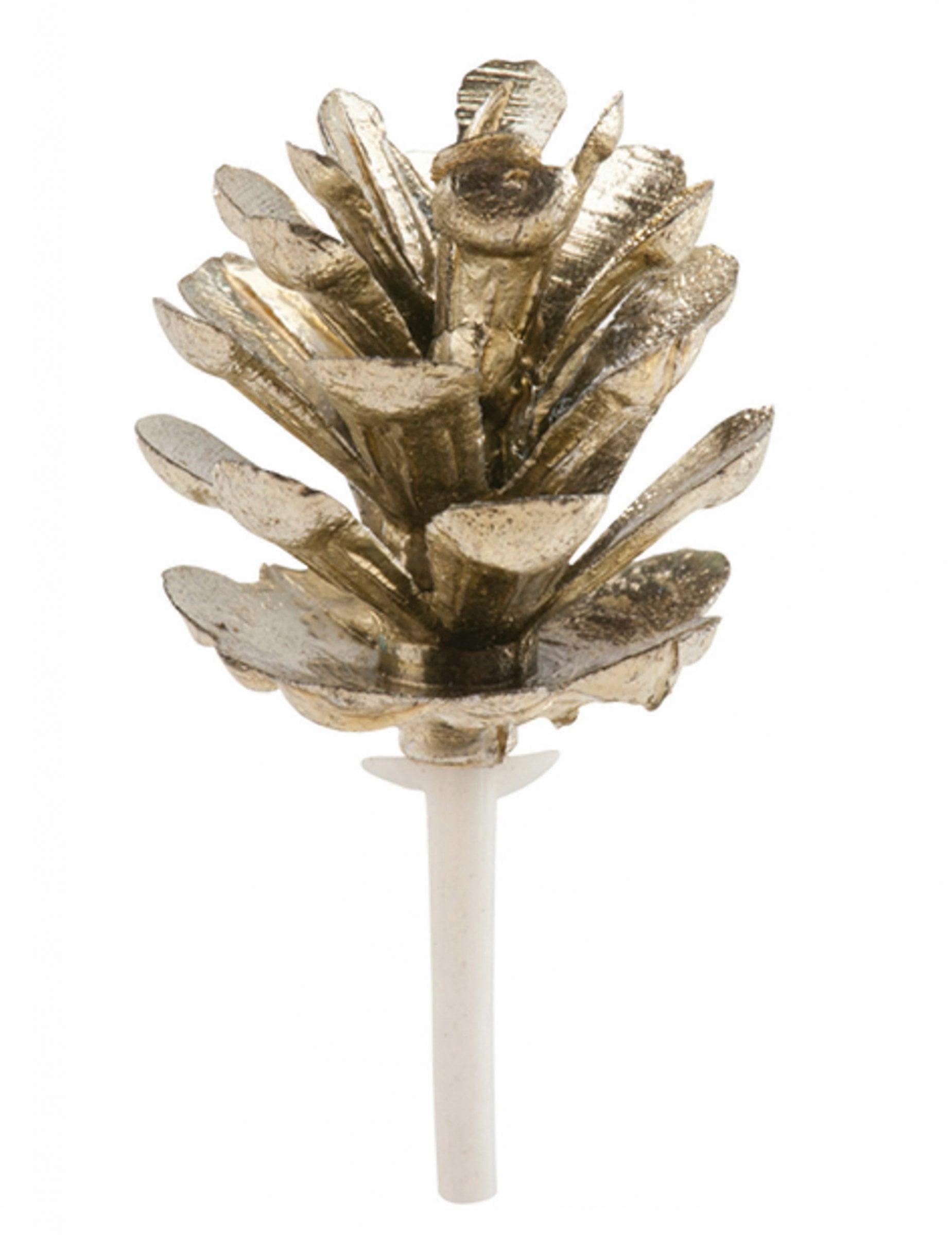 Golden Pine Cone Pick Decoration 4 cm