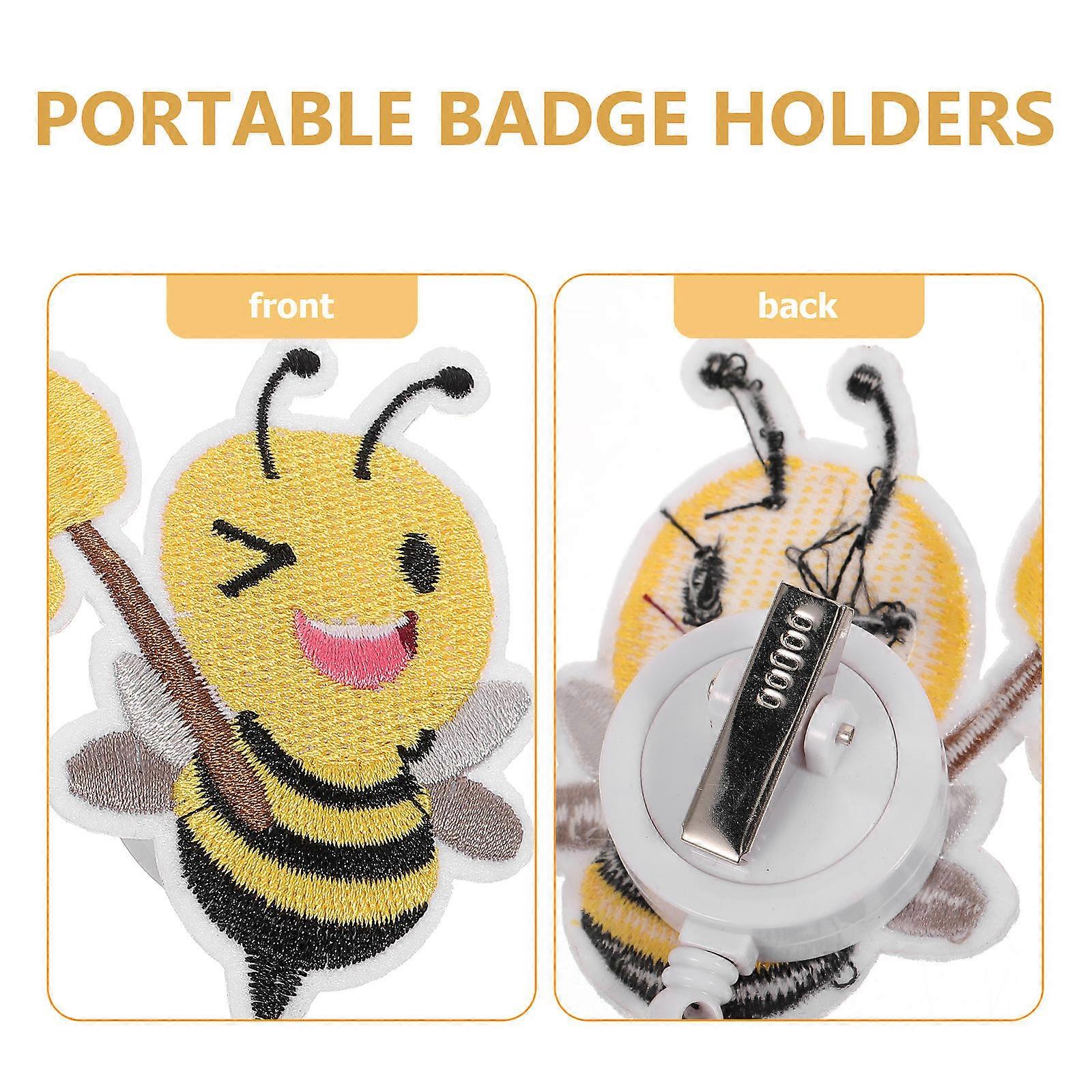 Bee Pattern Badge Clip for 4Pcs Portable Name Cards with Practical Use