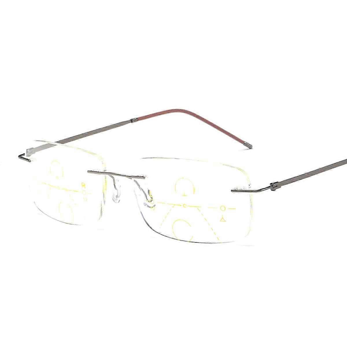 Blue Light Blocking Multifocal Rimless Reading Glasses