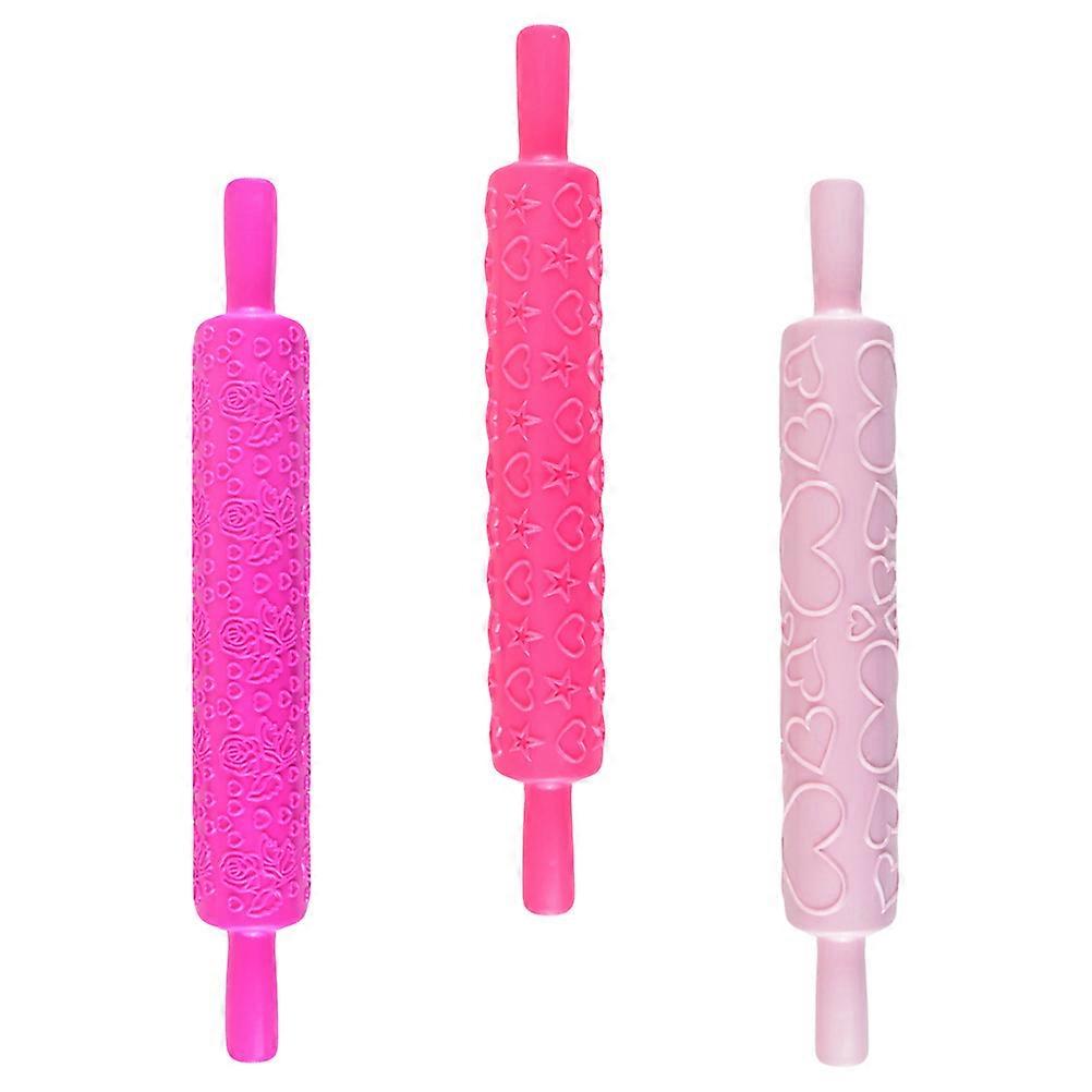 Plastic Embossed Rolling Pin for Baking 6Pcs with Assorted Color Designs