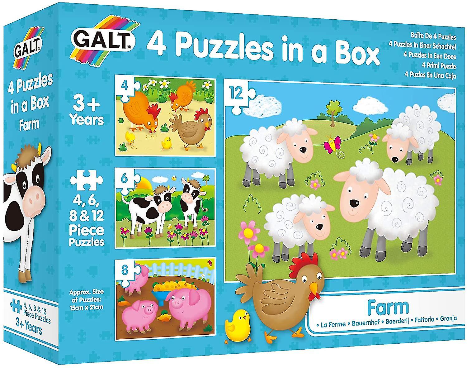 Galt Toys 4 Puzzles In A Box - Farm Farm Farm Animal Jigsaw @bugu