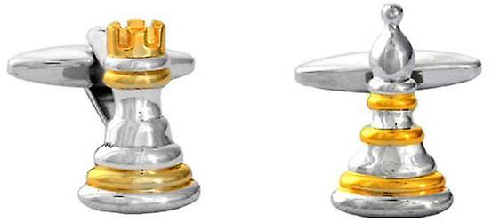 David Van Hagen Chess Pawn and Rook Cufflinks - Silver/Gold