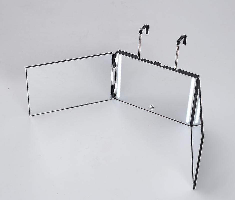 3 Way Mirror For Self Hair Cutting 360 Mirror With Led Lights, Trifold Self Haircut Mirror Rechargeable With Height Adjustable