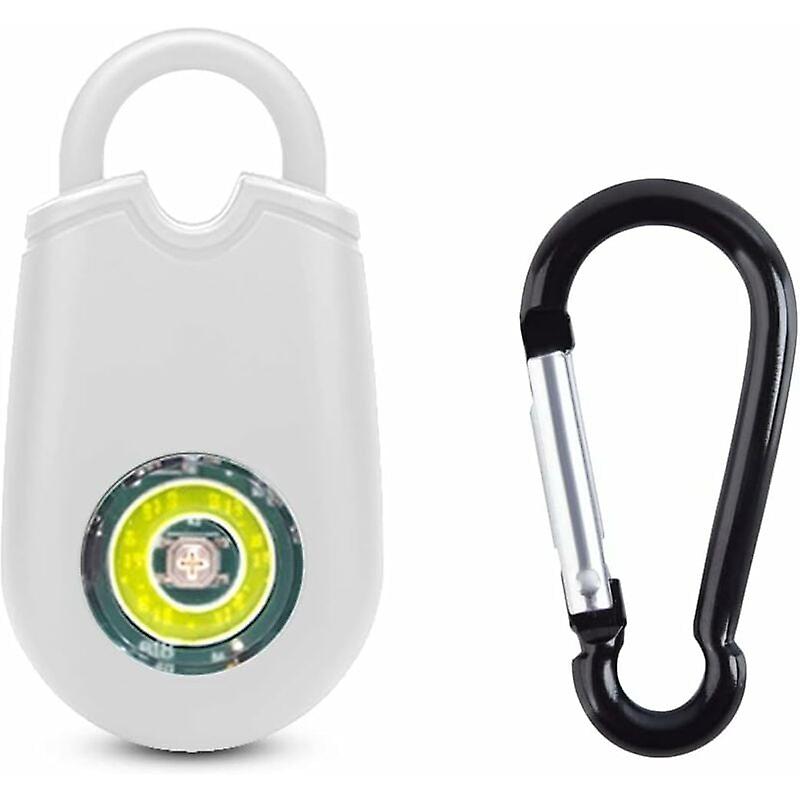 Personal Pocket Alarm for Women - Treero - Self-Defense - Keychain - Pocket Alarm - 130 Db - with Led Light - for Women and Girls - White