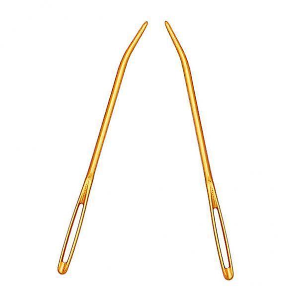 9x2pcs aluminio gran ojo doblado punta tapiz darning agujas tejer oro
