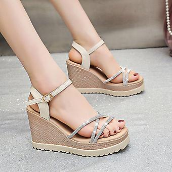 Sommer-Mode-Hangsandale mit rundem Kopf glänzende Schuhe für Büro-Date-Tanz-Alltagskleidung