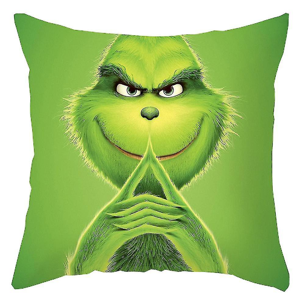 1/4pcs 18" Merry Christmas The Grinch Cushion Cover Throw Green Monster Pillow Case Sofa Home Xmas D