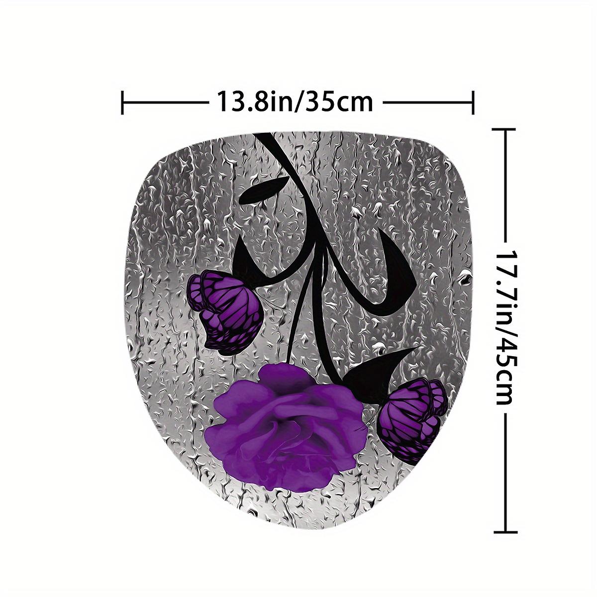 1pc Purple Rose Shower Curtain Waterproof Shower Curtain With 12 Hooks Non-slip Bathroom Rug Toilet U-shape Mat Toilet Lid Cover