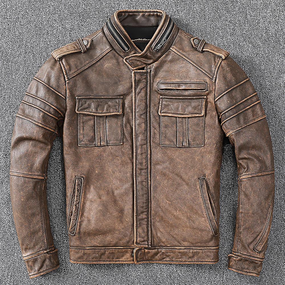 Versand Neue Männer Rindsleder Mantel Herren Echtleder Jacke Vintag