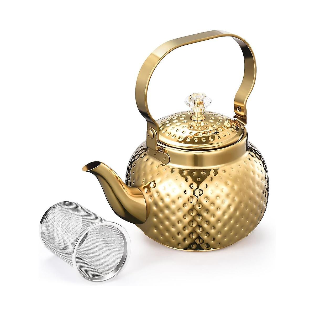 Stainless Steel Teapot with Infuser 1.2 L,Kettle Teapot with Removable Filter-for Filtering Tea Or