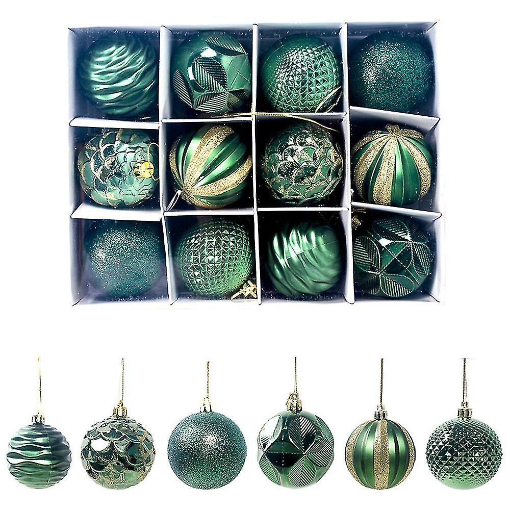 12 Pcs Ball Ornaments For Xmas Tree Decor 2.36" Reusable Gift Box For Holiday And Party