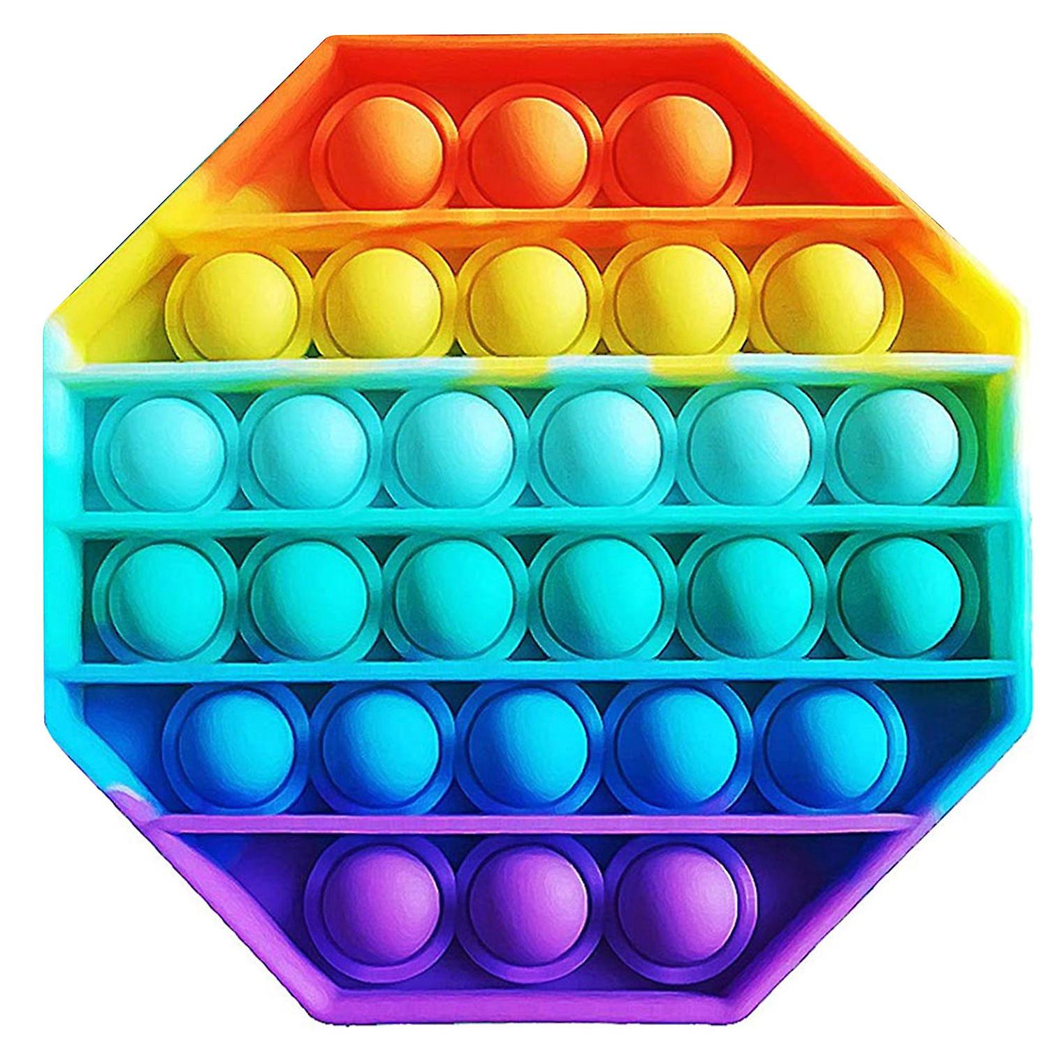 Push Bubble Fidget Sensory Toy Rainbow Color Silicone Anti-stress Toy for Kids Adults