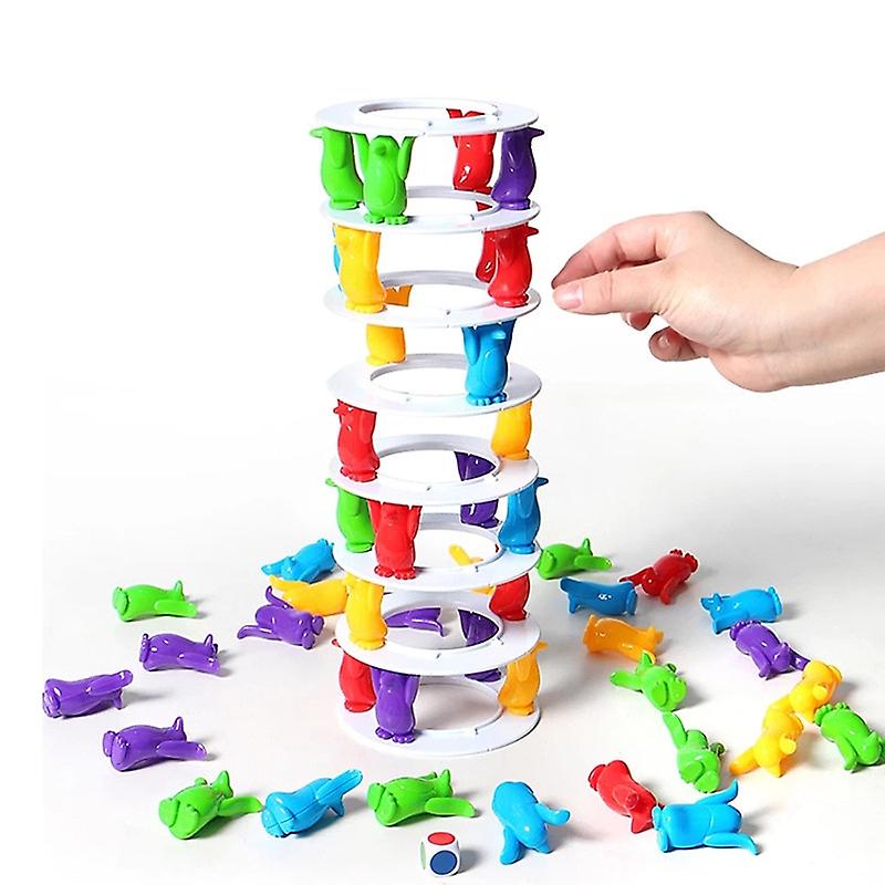 Penguin Tower Collapse Balance Game Toy For Children Party Family Funny Games Crazy Penguin Crash Tower Toy Children Xmas Gift