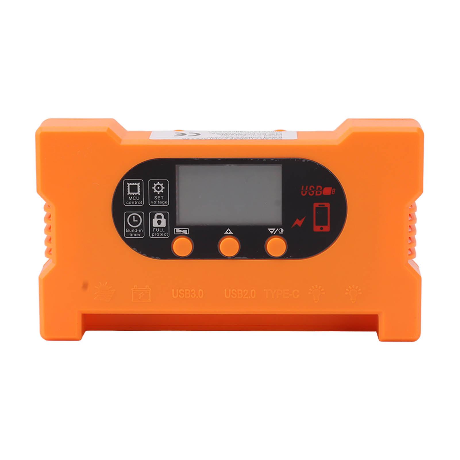 Solar Charge Controller 12V 24V Dual USB Type C Fast Charging Solar Panel Battery Regulator with LCD Display