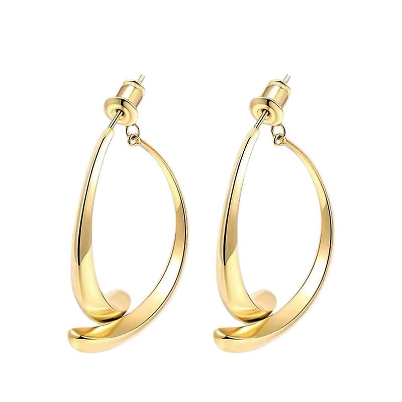 Gold Post Hoop Earrings for Women